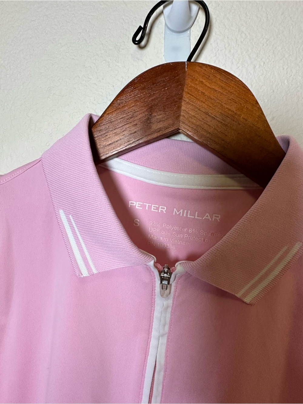Peter Millar Light Pink Sleeveless Zip Polo - Picture 3 of 4